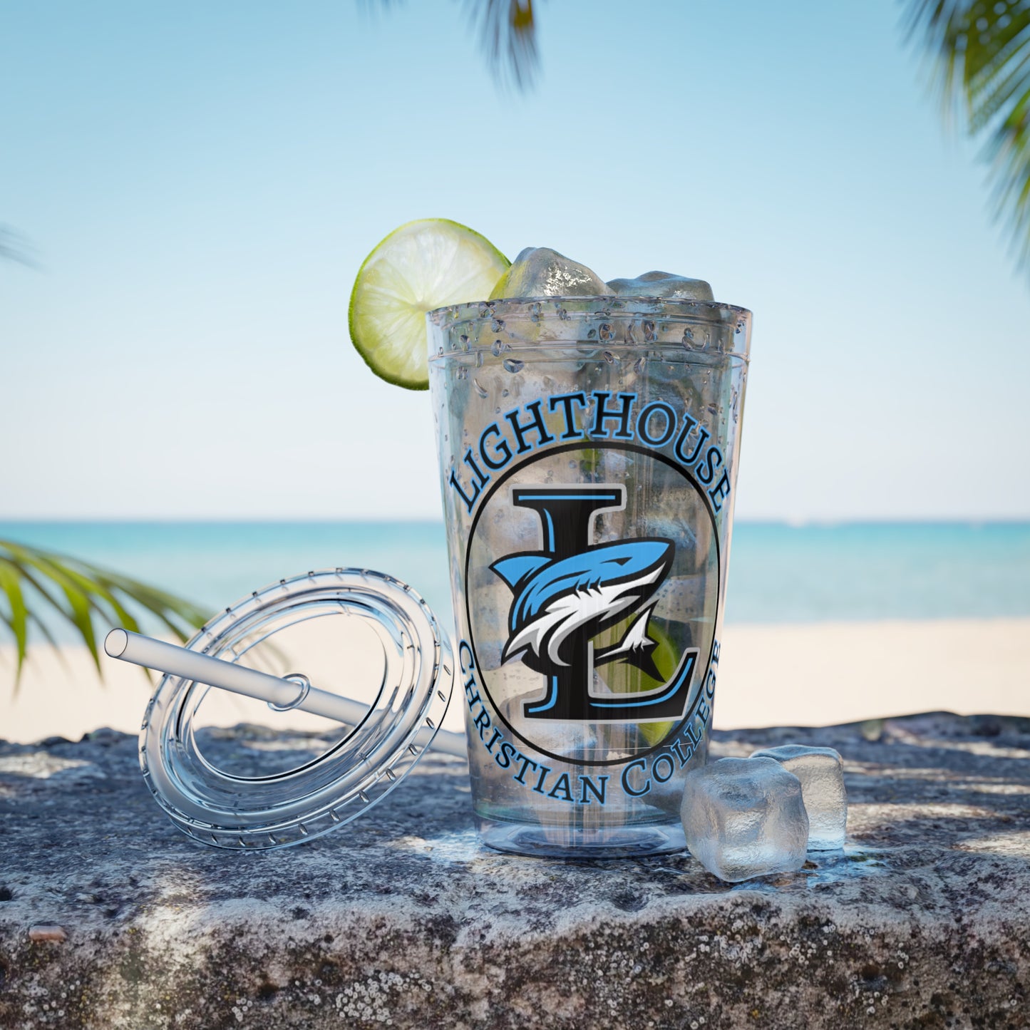 LCC Makos 16oz Tumbler with Straw — Sunsplash Logo