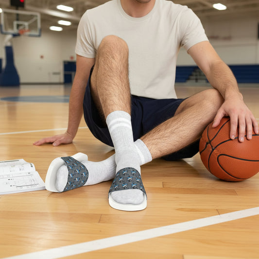 Men's Mako Pattern Slide Sandals — Adjustable Removable-Strap Pool Slides