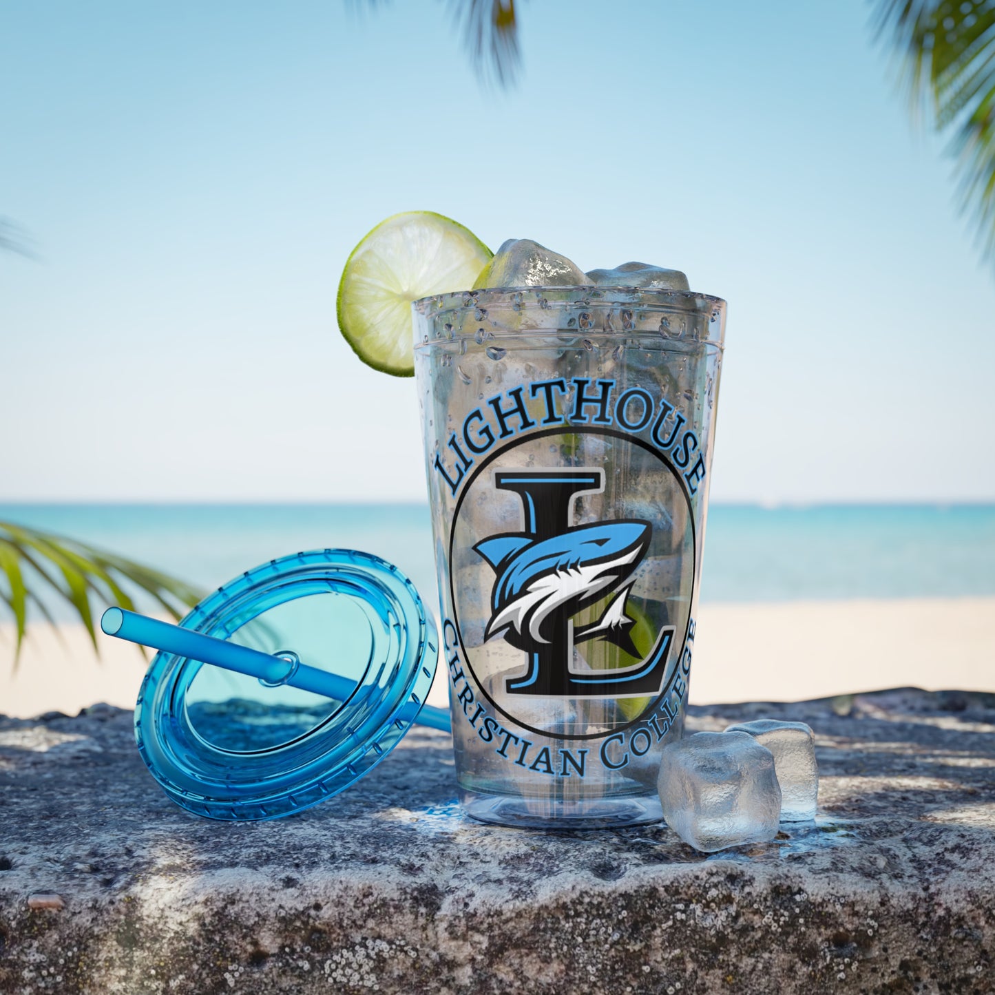 LCC Makos 16oz Tumbler with Straw — Sunsplash Logo