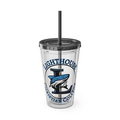 LCC Makos 16oz Tumbler with Straw — Sunsplash Logo