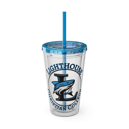 LCC Makos 16oz Tumbler with Straw — Sunsplash Logo